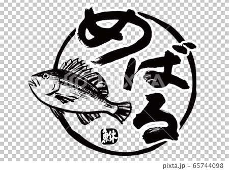 鮴　めばる　筆文字　水彩画 65744098