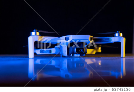 closeup of drone on black. front view. quadcopter aircraft 65745156