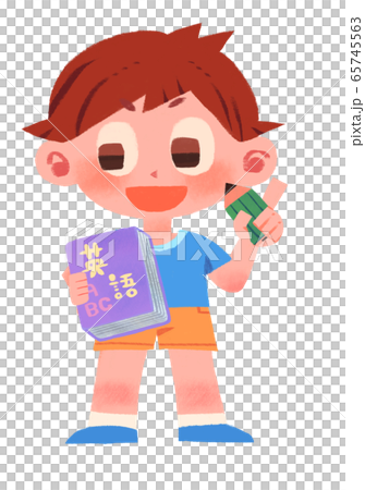 勉強する男の子 英語のイラスト素材