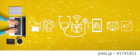 Telemedicine theme with person using a laptop 65745851