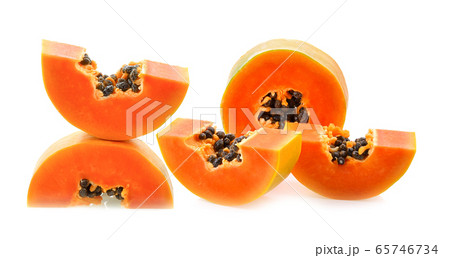 Papaya slices on white background Papaya slices on white background 65746734