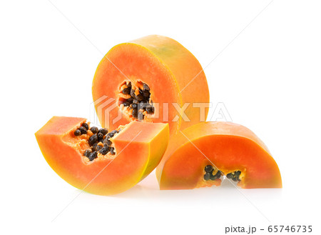 Papaya slices on white background Papaya slices on white background 65746735