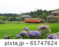 紫陽花咲く小谷松を行く気動車 65747624