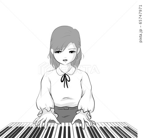 女性 ピアニストのイラスト素材
