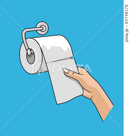 woman hand, pull up with a tissue roll white paper woman hand, pull up with a tissue roll white paper 65748178