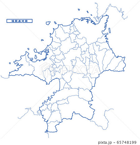 福岡県地図 シンプル白地図 市区町村 65748199