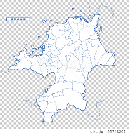 福岡県地図 シンプル白地図 市区町村 65748201