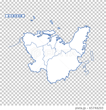 北九州市地図 シンプル白地図 市区町村のイラスト素材