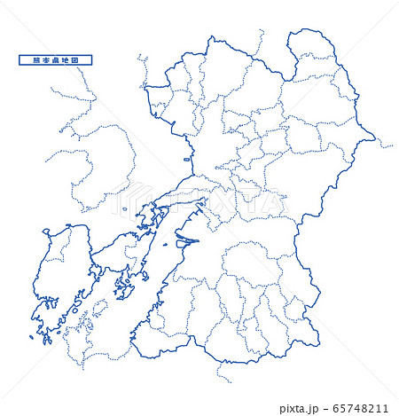 熊本県地図 シンプル白地図 市区町村
