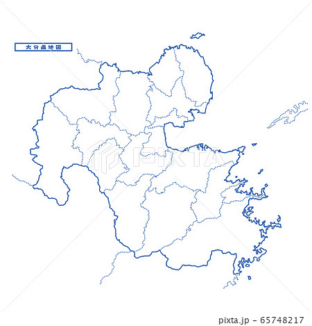 大分県地図 シンプル白地図 市区町村 65748217
