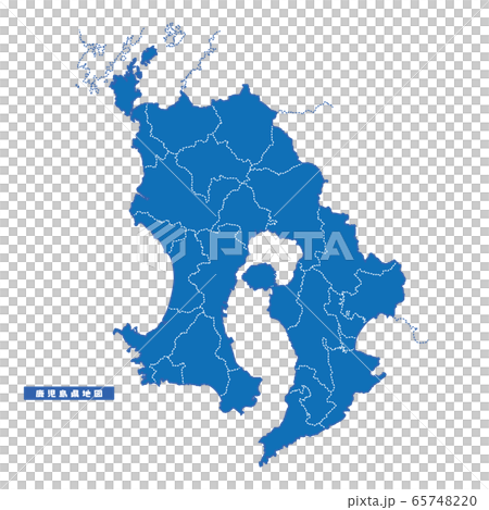 鹿児島県地図 シンプル青 市区町村 65748220