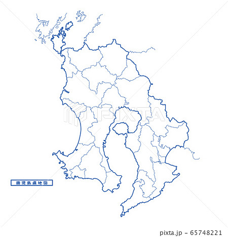 鹿児島県地図 シンプル白地図 市区町村のイラスト素材