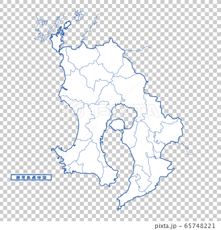 鹿児島県地図 シンプル白地図 市区町村のイラスト素材