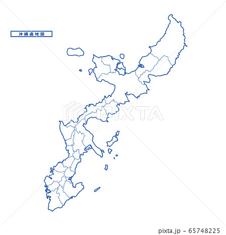 沖縄県地図 シンプル白地図 市区町村 65748225