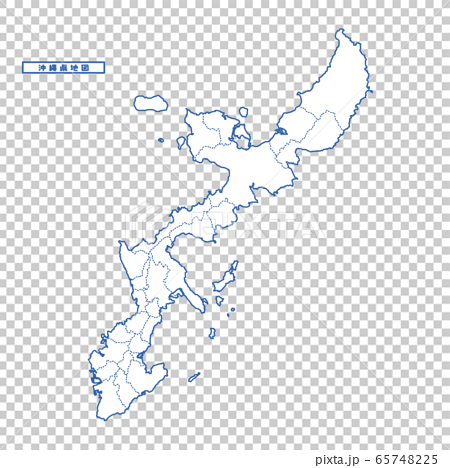 沖縄県地図 シンプル白地図 市区町村 65748225