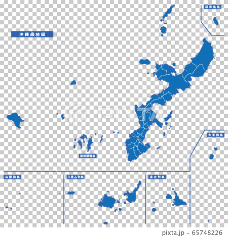 沖縄県地図 シンプル青 市区町村 65748226