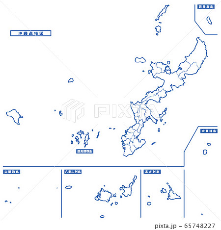 沖縄県地図 シンプル白地図 市区町村 65748227