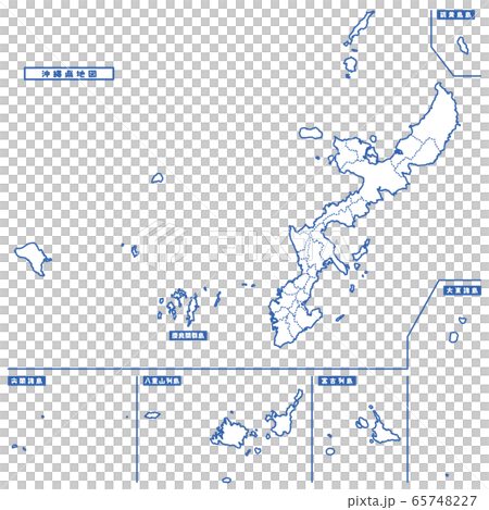 沖縄県地図 シンプル白地図 市区町村のイラスト素材