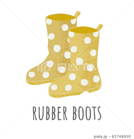 Vector icon of yellow rubber boots with white dots Vector icon of yellow rubber boots with white dots 65748930