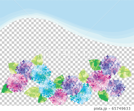 6月の紫陽花と空の水彩風ベクターイラストのイラスト素材