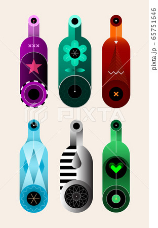Six Decorative Bottles vector illustration Six Decorative Bottles vector illustration 65751646