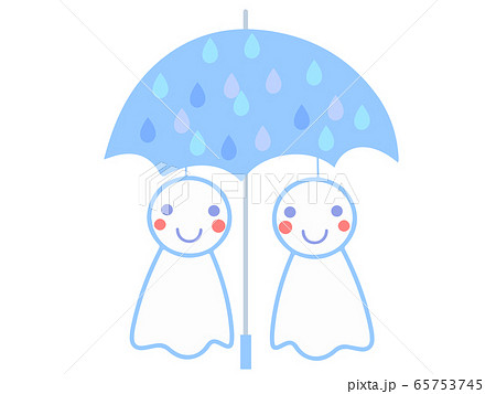 6月梅雨のかわいいイラストてるてる相合傘のイラスト素材