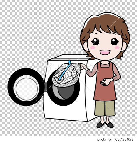 洗濯機にマスクを入れる女性 65755052