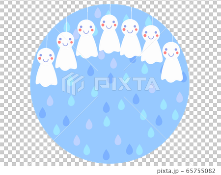 6月梅雨のかわいいイラスト雨の日のてるてる坊主たちのイラスト素材