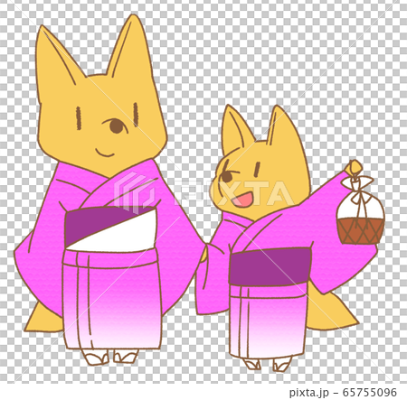 Fox parent and child in yukata (purple) Fox parent and child in yukata (purple) 65755096