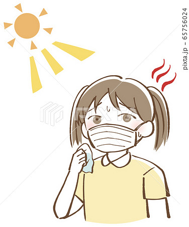 熱中症 子供 女の子 マスク のイラスト素材