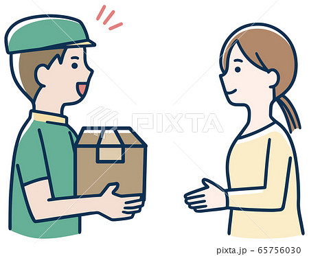 宅配を受け取る女性 のイラスト素材 宅配を受け取る女性 のイラスト素材