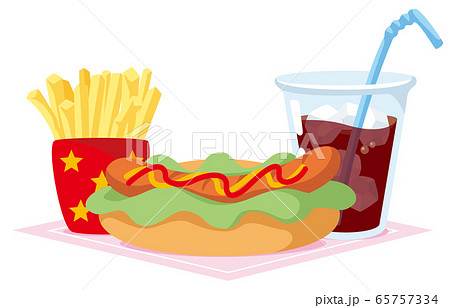 ホットドッグセットのイラスト素材