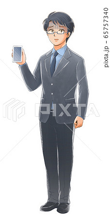 スマートフォンを持った青ざめた社会人のイラスト 65757340