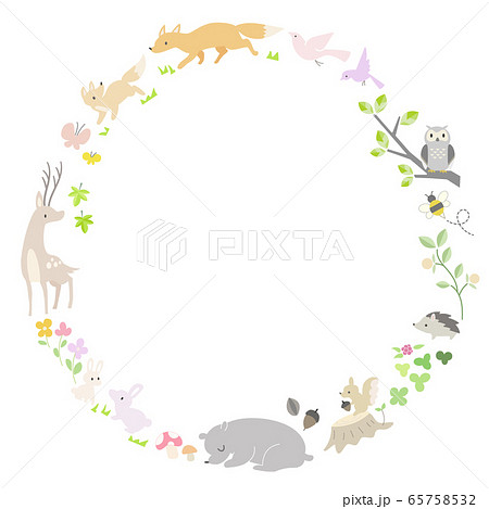 シンプルな森の動物のフレームのイラスト素材