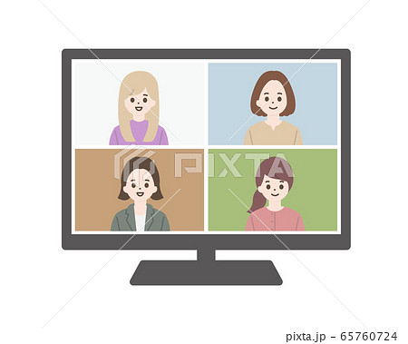 ビデオ会議 Web会議 イラスト ビデオ会議 Web会議 イラスト 65760724