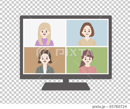 ビデオ会議 Web会議 イラスト ビデオ会議 Web会議 イラスト 65760724