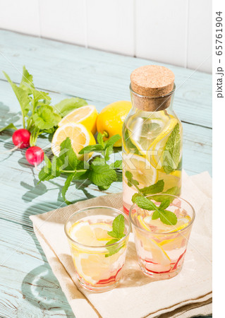レモンとミントとラディッシュのデトックスウォーター - infused water 65761904