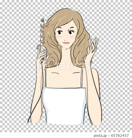 Woman with hair styling trowel Woman with hair styling trowel 65762437