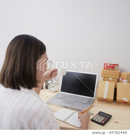 Young woman work from home Young woman work from home 65762448