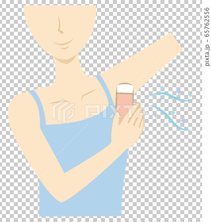 脇に制汗剤を塗る女性　デオドラント 65762556