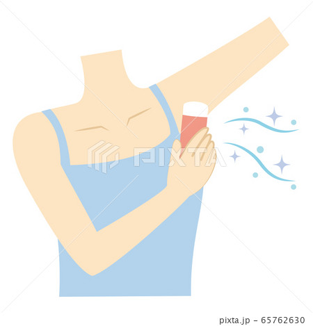 脇に制汗剤を塗る女性 デオドラントのイラスト素材