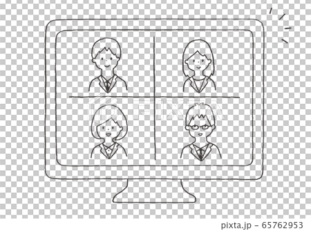 Hand drawn illustration of online meeting 65762953