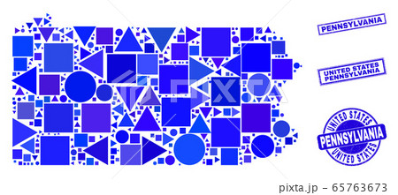 Blue Geometric Mosaic Pennsylvania State Map and Seals Blue Geometric Mosaic Pennsylvania State Map and Seals 65763673