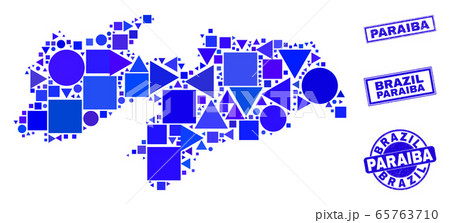 Blue Geometric Mosaic Paraiba State Map and Seals Blue Geometric Mosaic Paraiba State Map and Seals 65763710