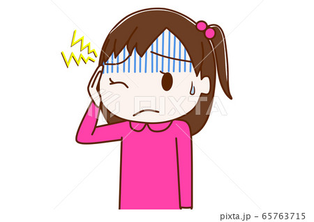 ズキズキと頭痛がひどい少女のイラスト素材