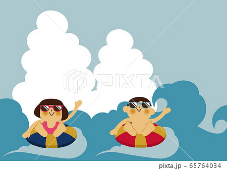 海水浴のイメージ 泳ぐ子供 海で泳ぐ男の子と女の子 のイラスト素材