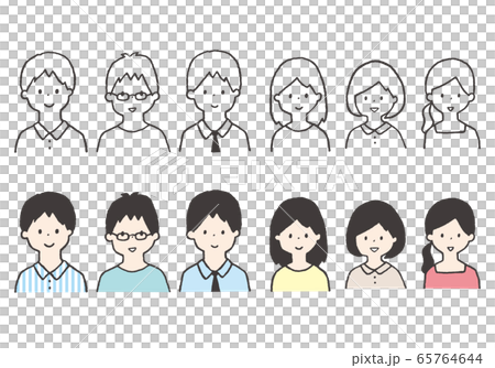 手書きの人物アイコンイラストセット 65764644