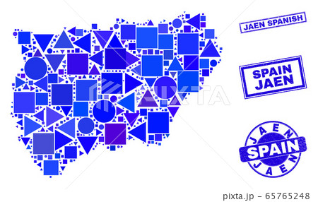 Blue Geometric Mosaic Jaen Spanish Province Map and Seals Blue Geometric Mosaic Jaen Spanish Province Map and Seals 65765248
