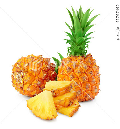 pineapple and slices isolated on white background with full depth of field pineapple and slices isolated on white background with full depth of field 65767449