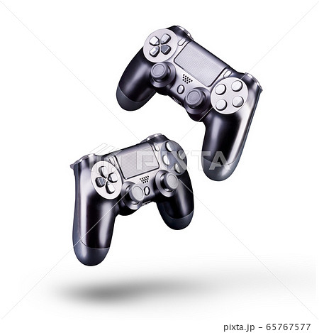 Set of black video game joysticks gamepad isolated 65767577